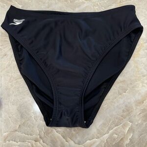 Speedo French Cut high waisted ladies Black swim bottoms.